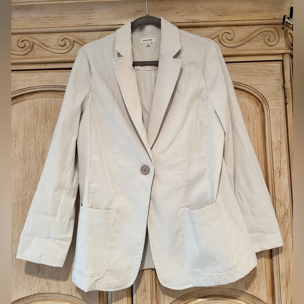 Women's Cream Pinstripe Blazer
